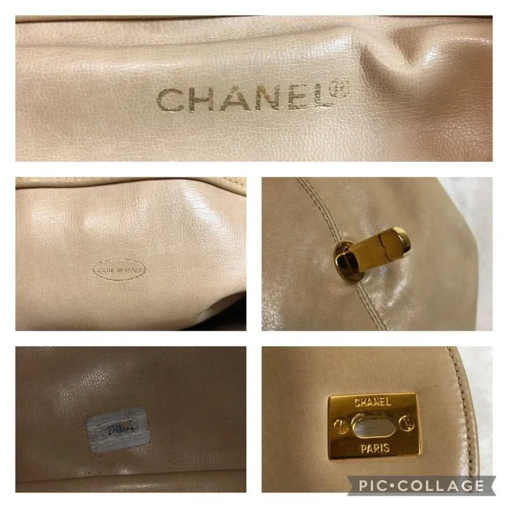 CHANEL CC Vintage Lambskin Beige Gold Backpack Bag Drawstring Chain - Picture 9 of 15
